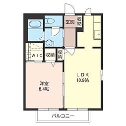 ヴェルディ・ア・カーサA 1LDKの間取図画像