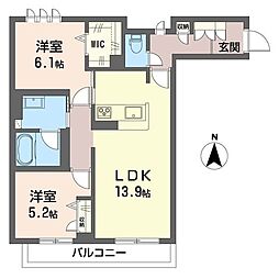 グランディール 2LDKの間取図画像