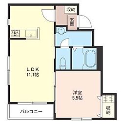 シャーメゾン春岡 1LDKの間取図画像