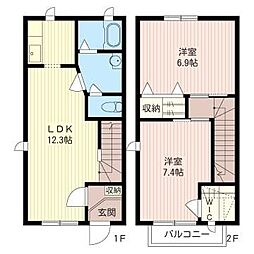 ウィングパルM 2LDKの間取図画像
