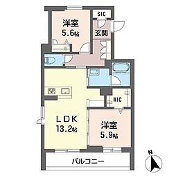 ラ・フレーズ 2LDKの間取図画像