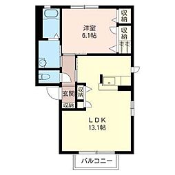 グラン・シャリオB 1LDKの間取図画像