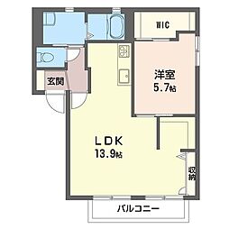 クレールハイツB 1LDKの間取図画像