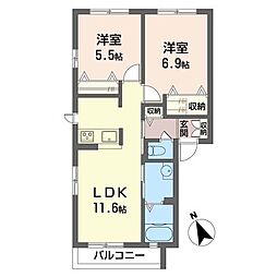 ファミーユ1 2LDKの間取図画像