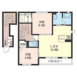 サングリシーヌ 2LDKの間取図画像