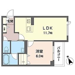 ラ・メゾンドール 1LDKの間取図画像