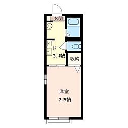 カサ・デ・プリマベーラ 1Kの間取図画像