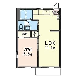 サンモール幕張B棟 1LDKの間取図画像