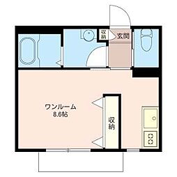 メルヴェーユ ワンルームの間取図画像