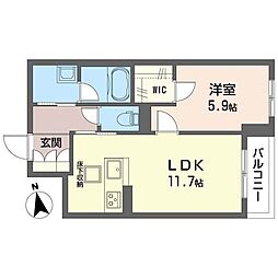 ソルテ津田沼 1LDKの間取図画像