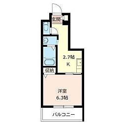 モエムマンション 1Kの間取図画像
