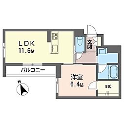 クレスティーク 00301 3階1LDKの間取り