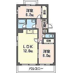 プリムローズ大島 2LDKの間取図画像