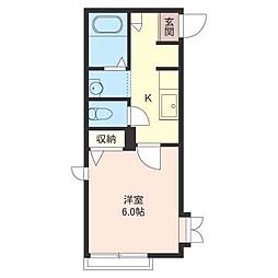 プリムローズ 1Kの間取図画像