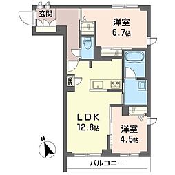 ユートピア橋本 2LDKの間取図画像
