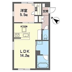 ヴァレンズ・フロレ 1LDKの間取図画像