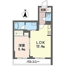 アルフラットコート 1LDKの間取図画像