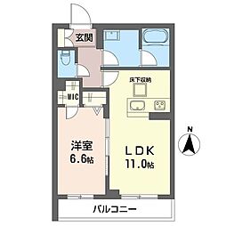 アルフラットコート 1LDKの間取図画像