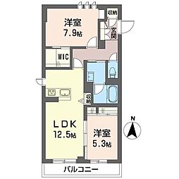アルフラットコート 2LDKの間取図画像