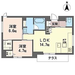 ヴィアソーレ馬橋 2LDKの間取図画像