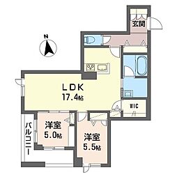カーサ・ソム・D 2LDKの間取図画像