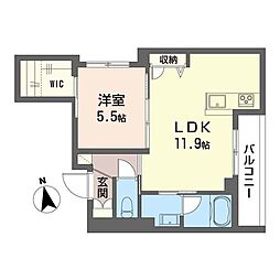 プローデ 1LDKの間取図画像