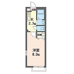 パサージュ常盤平 1Kの間取図画像
