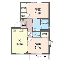 コトーカブト 2Kの間取図画像