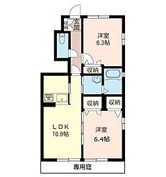 フォーチュン4 2LDKの間取図画像