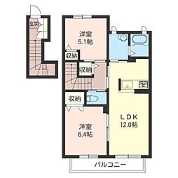 サニーヴィレッジ壱番館 2LDKの間取図画像