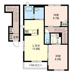 ハーモニースクエアーC 2LDKの間取図画像