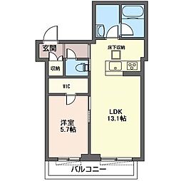 ウェスタリア桜華 1LDKの間取図画像