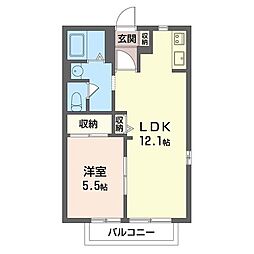 サンセレー守谷D棟 1LDKの間取図画像