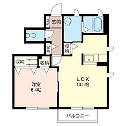 アーバンライフB 1LDKの間取図画像