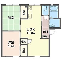 フェニックス中原B 2LDKの間取図画像