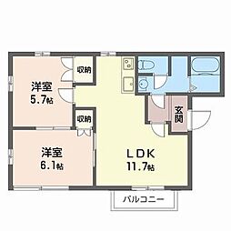 アバーニ 2LDKの間取図画像