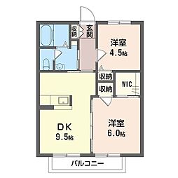 ヴァンヴェール21 2DKの間取図画像
