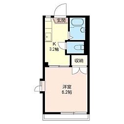 パティオM 1Kの間取図画像