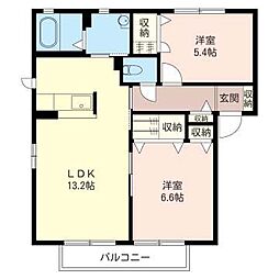 グランシード城山 2LDKの間取図画像