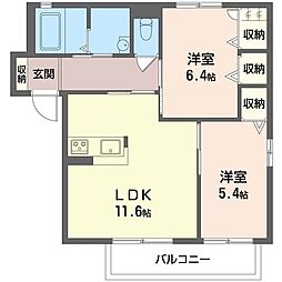 コンフォート 2LDKの間取図画像