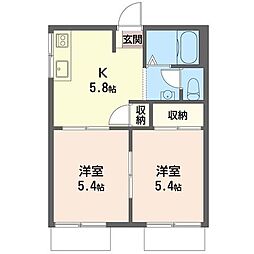 柴田ハイツ 2Kの間取図画像