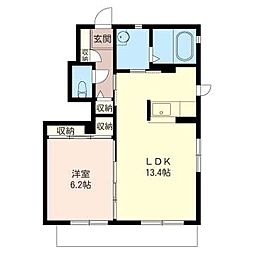 ビラージュ・プログレ1番館 1LDKの間取図画像