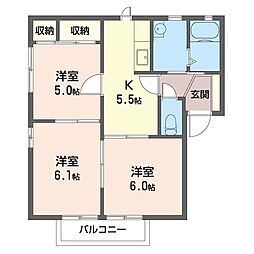 ハイツマコーレB 3Kの間取図画像