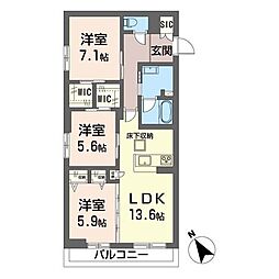 セイメイル 3LDKの間取図画像