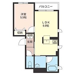 アリスティオM 1LDKの間取図画像
