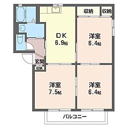 シャーメゾン山田C 3DKの間取図画像