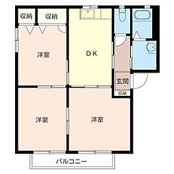 シャーメゾンマルニC 3DKの間取図画像