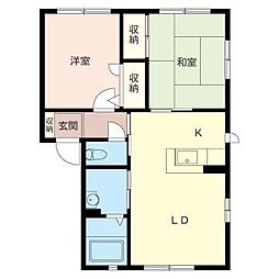 シャーメゾン功刀A 2LDKの間取図画像