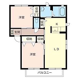 シャーメゾンエテルナA 2LDKの間取図画像