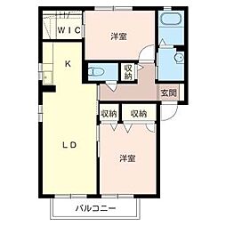 シャーメゾンヴェールA 2LDKの間取図画像